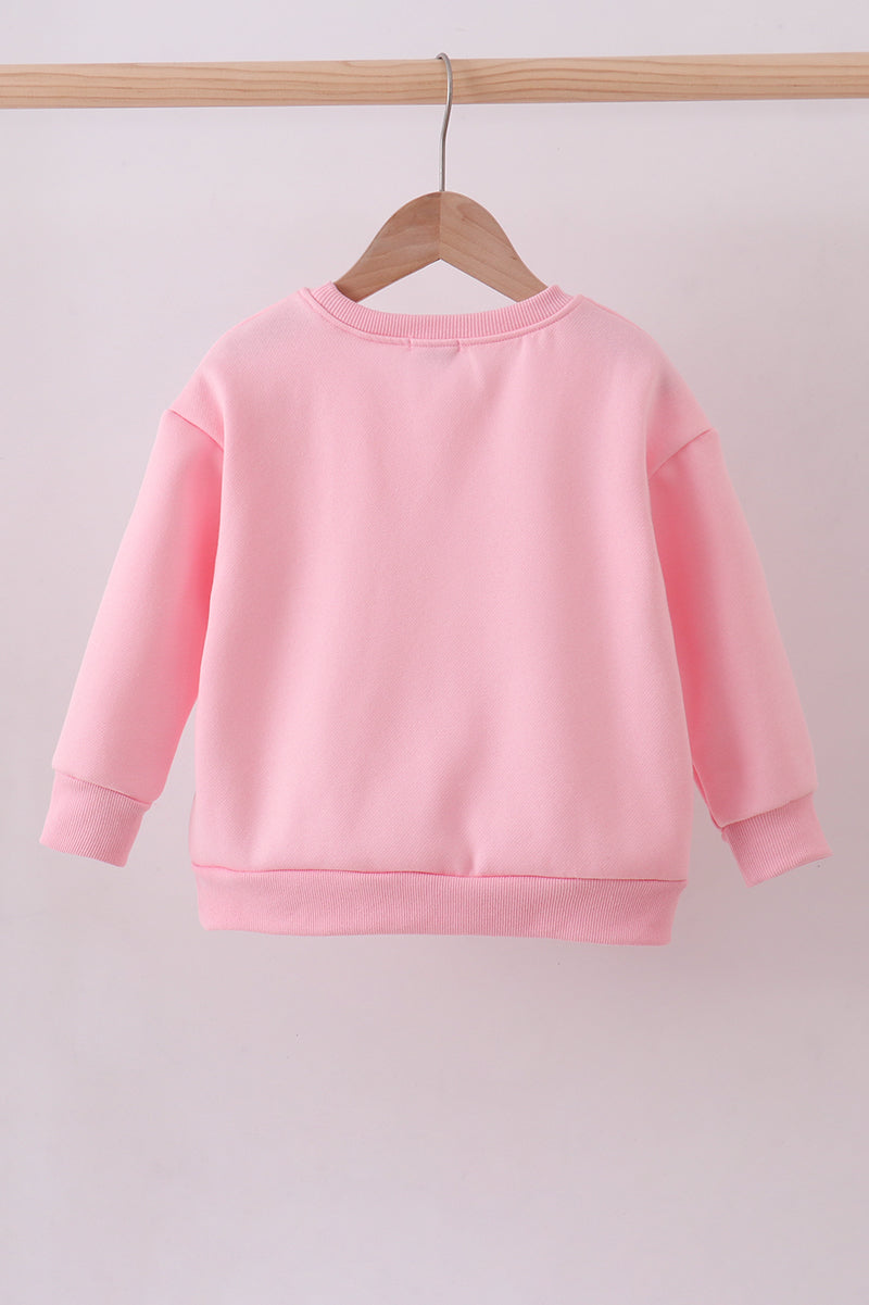 Pink heart love smile sequin fleece mom&me sweatshirt