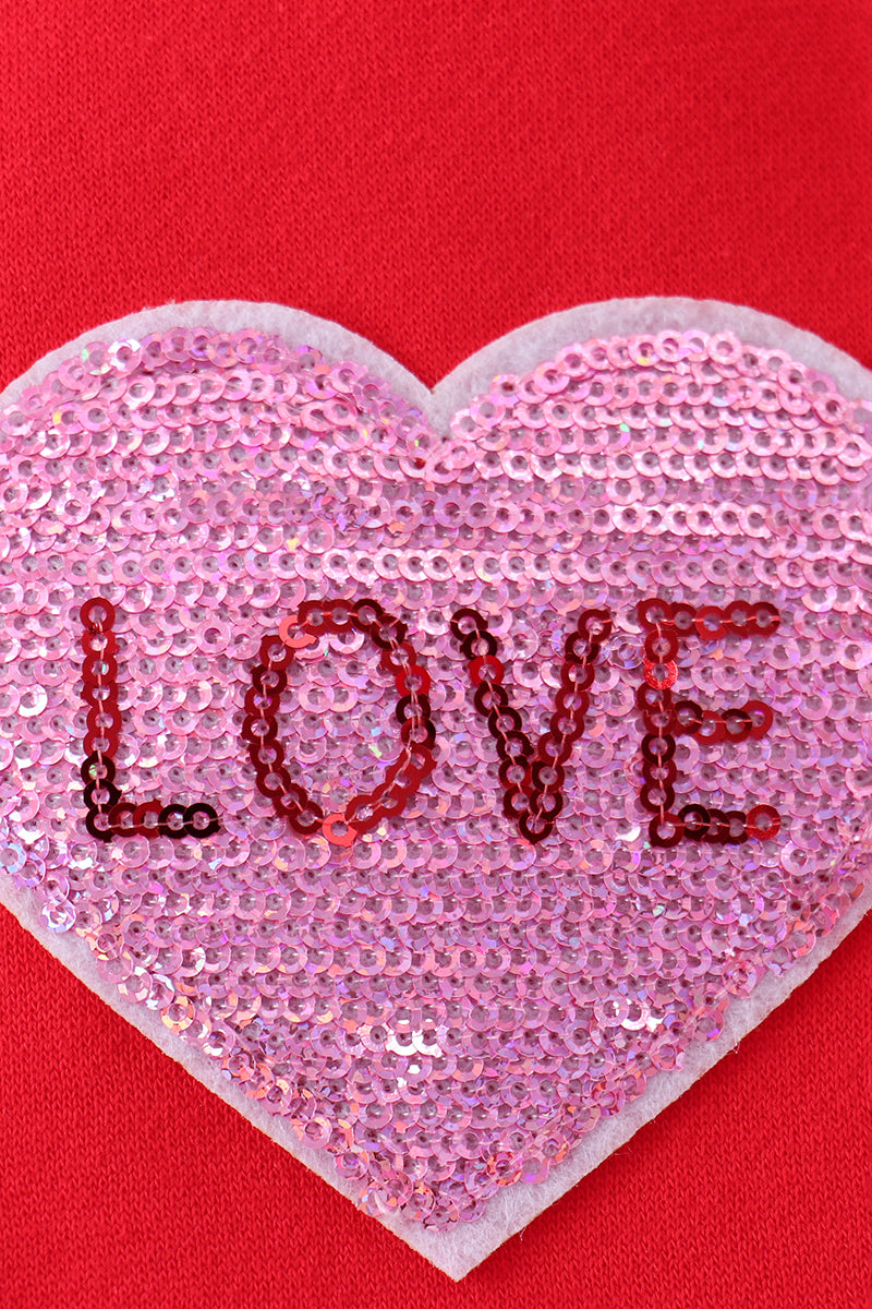 Red heart love smile sequin fleece mom&me sweatshirt