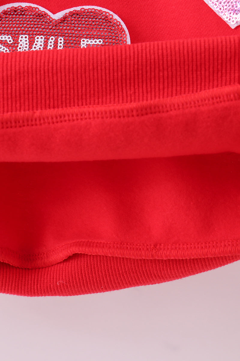 Red heart love smile sequin fleece mom&me sweatshirt