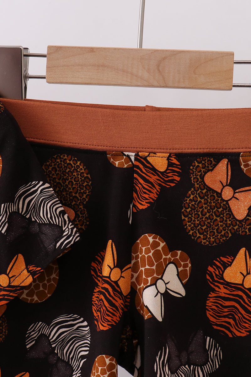 Brown character bamboo pajama set