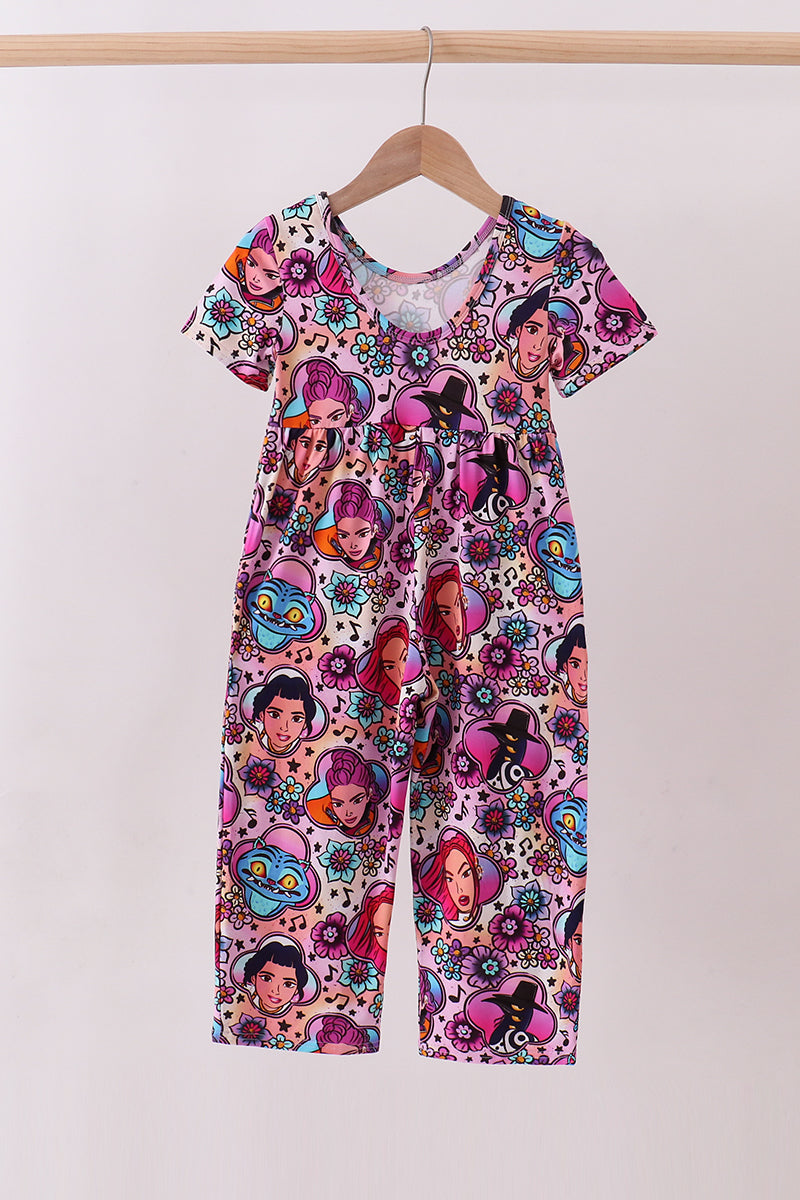 Purple character bamboo jumpsuit
