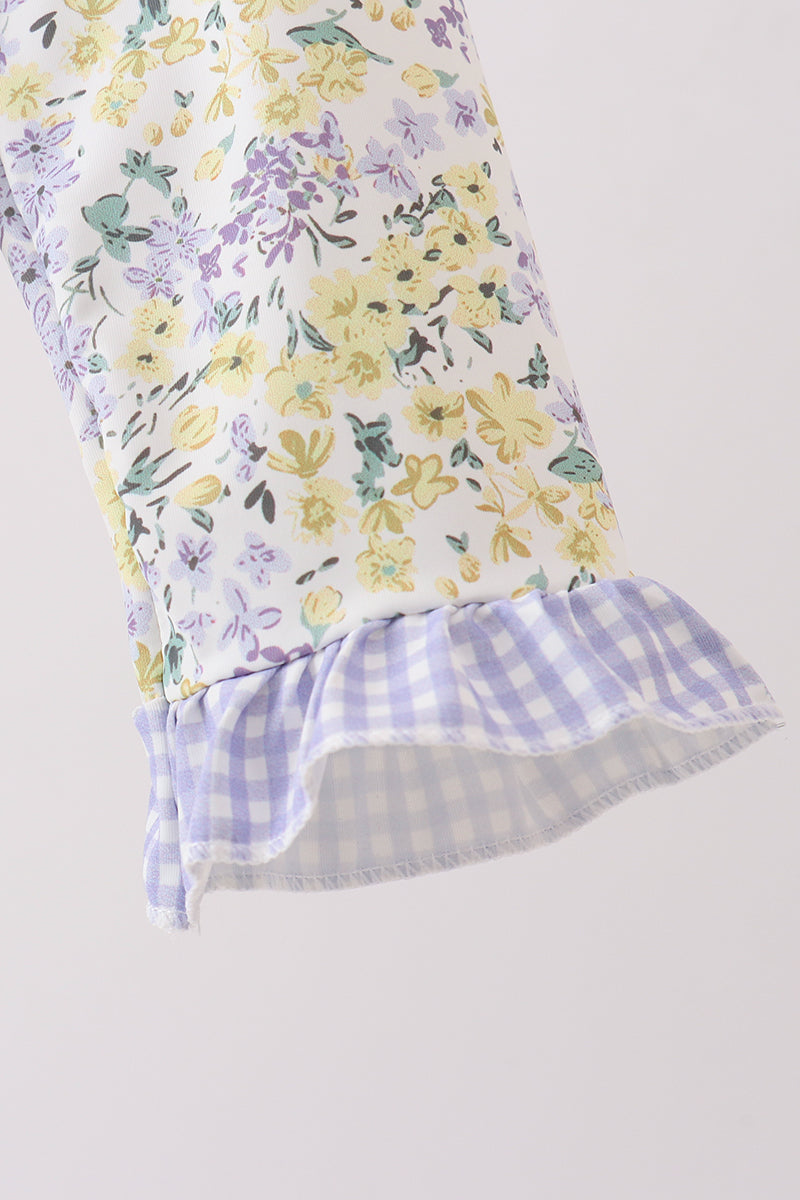 Floral mermaid applique rashguard