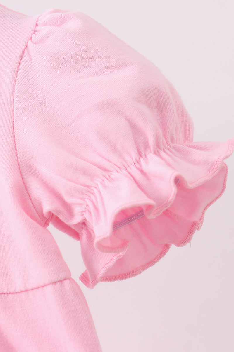 Pink bow applique romper